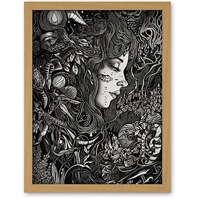 Artery8 Nature Goddess Black and White Modern Illustration Artwork Framed Wall Art Print 18X24 Inch Artery8 Nature Goddess Black and White Modern Illustration Artwork Framed Wall Art Print 18X24 Inch