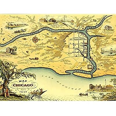 Fine Art Prints Conley 1833 Map Chicago Illionis Pictorial Chart Art Print Canvas Premium Wall Decor Poster Mural Fine Art Prints Conley 1833 Map Chicago Illionis Pictorial Chart Art Print Canvas Premium Wall Decor Poster Mural