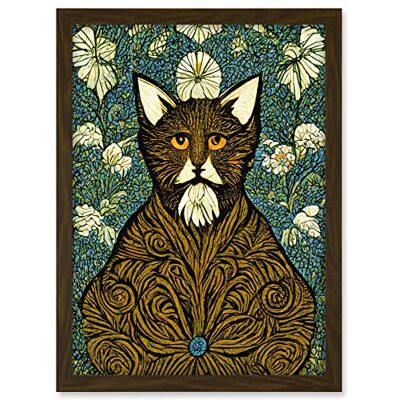 Doppelganger33 LTD Floral Paisley Illustrated Golden Cat William Morris Artwork Framed A3 Wall Art Print Doppelganger33 LTD Floral Paisley Illustrated Golden Cat William Morris Artwork Framed A3 Wall Art Print