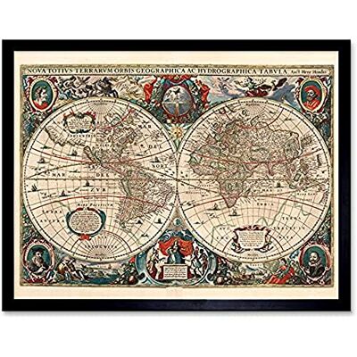 Fine Art Prints Map Hondius 1641 World Hemispheres Pictorial Unframed Wall Art Print Poster Home Decor Premium Fine Art Prints Map Hondius 1641 World Hemispheres Pictorial Unframed Wall Art Print Poster Home Decor Premium