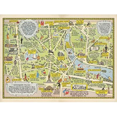 Artery8 Map Sayer 1948 Kensington Gardens London Premium Wall Art Canvas Print 18X24 Inch Artery8 Map Sayer 1948 Kensington Gardens London Premium Wall Art Canvas Print 18X24 Inch