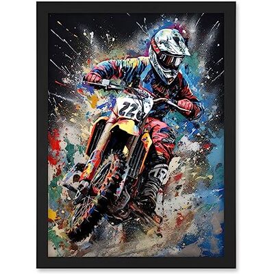 Artery8 Motocross Race Action Shot Extreme Sport Painting Artwork Framed A3 Wall Art Print Artery8 Motocross Race Action Shot Extreme Sport Painting Artwork Framed A3 Wall Art Print