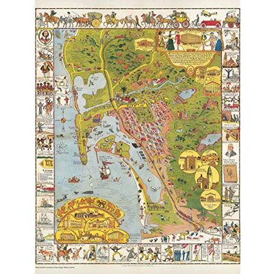 Artery8 Map Mora 1928 City San Diego California Pictorial Large XL Wall Art Canvas Print Artery8 Map Mora 1928 City San Diego California Pictorial Large XL Wall Art Canvas Print
