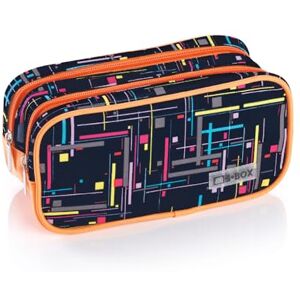 Favorit Large Pencil Case for School with 2 Compartments Geometric Print Black and Orange 22cm x 10cm x 10cm with 2 Zippers Favorit Large Pencil Case for School with 2 Compartments Geometric Print Black and Orange 22cm x 10cm x 10cm with 2 Zippers