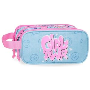 MOVOM Power Girl Triple Pencil case Blue 22x10x9cm Polyester MOVOM Power Girl Triple Pencil case Blue 22x10x9cm Polyester