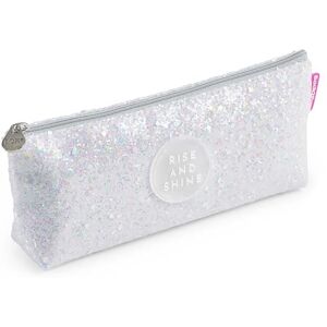 Back2Fun Miquelrius Shiny Triangular Pencil Case with Compartment, Size 200 x 80 x 35 mm, Glitter Pencil Case, Metal Handle, Zip Closure, Beautiful Stationery, White, 200 x 80 x 35 mm, White Back2Fun Miquelrius Shiny Triangular Pencil Case with Compartment, Size 200 x 80 x 35 mm, Glitter Pencil Case, Metal Handle, Zip Closure, Beautiful Stationery, White, 200 x 80 x 35 mm, White
