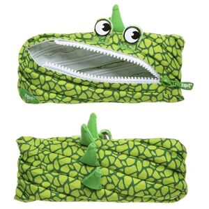 ZIPIT Dino Pencil Case for Boys, Cute Pencil Pouch for Kids and Teens, Stationery Bag for School, Green ZIPIT Dino Pencil Case for Boys, Cute Pencil Pouch for Kids and Teens, Stationery Bag for School, Green