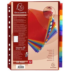 Exacompta Ref 4844E PP Document Dividers Suitable for Use With A4+ Documents, Made from Polypropylene, Pre-Punched & Pre-Printed 12 Part Dividers Multicoloured Exacompta Ref 4844E PP Document Dividers Suitable for Use With A4+ Documents, Made from Polypropylene, Pre-Punched & Pre-Printed 12 Part Dividers Multicoloured