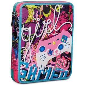 SJ GANG STYLE JAM GANG Gleamled Girl 2 Zip School Pencil Case Double Compartment with Pencils, Pens and Markers Pink, 25 x 19 x 5 cm, Cactus Flower, Taglia Unica, School SJ GANG STYLE JAM GANG Gleamled Girl 2 Zip School Pencil Case Double Compartment with Pencils, Pens and Markers Pink, 25 x 19 x 5 cm, Cactus Flower, Taglia Unica, School