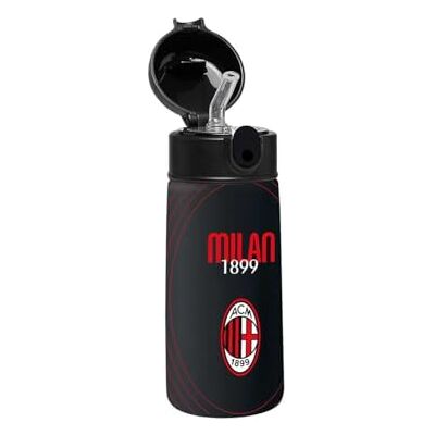 Seven A.C. Milan Football Water Bottle, Black Red, Stainless Steel Thermal, No BPA Indoor Outdoor, Temperature Maintenance up to 24 hours, Children's School Seven A.C. Milan Football Water Bottle, Black Red, Stainless Steel Thermal, No BPA Indoor Outdoor, Temperature Maintenance up to 24 hours, Children's School