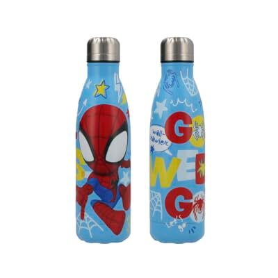 H&H Spidey Marvel 500ml Stainless Steel Thermal Bottle Double Walled Insulated Water Bottle Keeps Cold for 6 Hours and Hot for up to 12 Hours Ideal for School, Sports, Office and Leisure H&H Spidey Marvel 500ml Stainless Steel Thermal Bottle Double Walled Insulated Water Bottle Keeps Cold for 6 Hours and Hot for up to 12 Hours Ideal for School, Sports, Office and Leisure