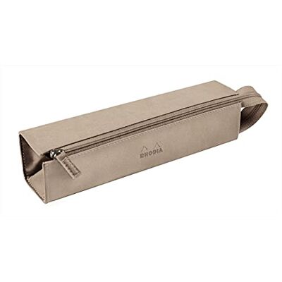 Rhodiarama Beige Faux Leather Pencil Case - Stationery Organizer - 23x5x5 cm Rhodiarama Beige Faux Leather Pencil Case - Stationery Organizer - 23x5x5 cm