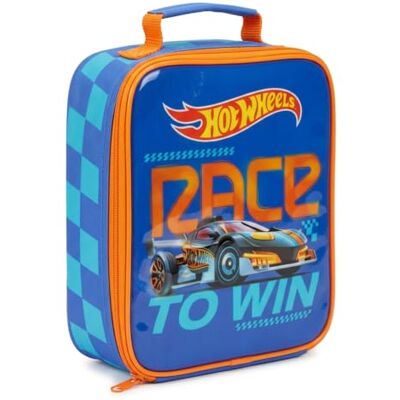 HOX Hot Wheels Race to Win Kids Lunch Bag, Insulated School Lunch Bag with Zip Closure, Carry Handle and Thermal Lining, Wipe Clean BPA Free Materials, 23 x 20 x 8 cm HOX Hot Wheels Race to Win Kids Lunch Bag, Insulated School Lunch Bag with Zip Closure, Carry Handle and Thermal Lining, Wipe Clean BPA Free Materials, 23 x 20 x 8 cm