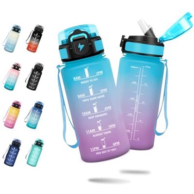 JAPORIA 500ml Motivational Water Bottle with Straw, Leak-proof, Leak-Proof, Water Bottle with Time Indicator, Sports Water Bottles for Camping, Running, School, Office JAPORIA 500ml Motivational Water Bottle with Straw, Leak-proof, Leak-Proof, Water Bottle with Time Indicator, Sports Water Bottles for Camping, Running, School, Office