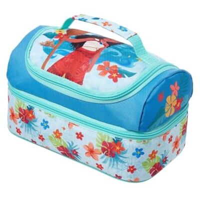 HOX Disney Moana Kids Insulated Lunch Bag with Dual Compartments, Lightweight Wipe Clean PEVA, Tropical Floral Design, School Packed Lunch Box with Handle HOX Disney Moana Kids Insulated Lunch Bag with Dual Compartments, Lightweight Wipe Clean PEVA, Tropical Floral Design, School Packed Lunch Box with Handle