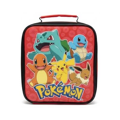HOX Pokemon Kids Insulated Lunch Bag with Handle – Pikachu, Charmander, Squirtle, Bulbasaur & Eevee – Red School Lunch Box, BPA Free PEVA Lining, 23cm HOX Pokemon Kids Insulated Lunch Bag with Handle – Pikachu, Charmander, Squirtle, Bulbasaur & Eevee – Red School Lunch Box, BPA Free PEVA Lining, 23cm