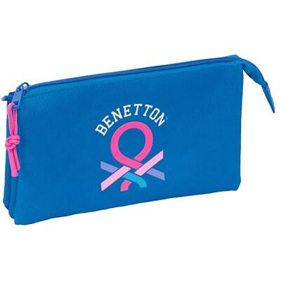 safta BENETTON BASICS AZULINA – Triple Pencil Case, Children's Pencil Case, Ideal for School Age Children, Comfortable and Versatile, Quality and Resistance, 22 x 3 x 12 cm safta BENETTON BASICS AZULINA – Triple Pencil Case, Children's Pencil Case, Ideal for School Age Children, Comfortable and Versatile, Quality and Resistance, 22 x 3 x 12 cm