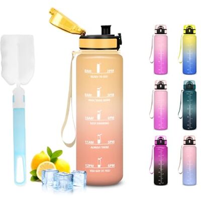 Mujigaga 500ml Kids Water Bottle Leakless Motivational Water Bottles Easy Carry Safety Closure Water Bottles with Sponge Brush for School Office Mujigaga 500ml Kids Water Bottle Leakless Motivational Water Bottles Easy Carry Safety Closure Water Bottles with Sponge Brush for School Office