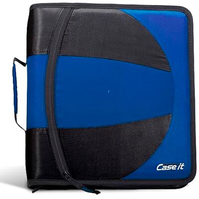 Case it Case-it The Dual 2-in-1 Zipper Binder Two 1.5 Inch D-Rings Includes Pencil Pouch Multiple Pockets 600 Sheet Capacity Comes with Shoulder Strap Midnight Blue Dual-101 Case it Case-it The Dual 2-in-1 Zipper Binder Two 1.5 Inch D-Rings Includes Pencil Pouch Multiple Pockets 600 Sheet Capacity Comes with Shoulder Strap Midnight Blue Dual-101