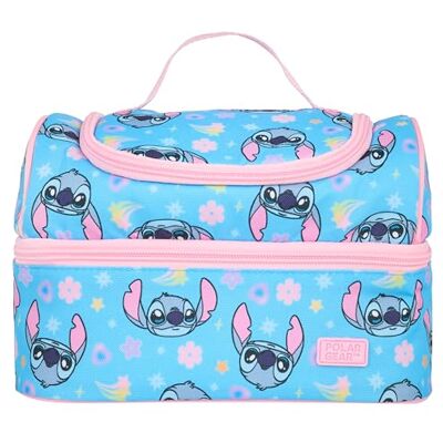 Disney Stitch Lunch Bag with 2 Compartments, Blue and Pink Stitch Face Pattern, 600D Polyester, Insulated,Ideal for School & Work, with Name Tag & Carry Handle Disney Stitch Lunch Bag with 2 Compartments, Blue and Pink Stitch Face Pattern, 600D Polyester, Insulated,Ideal for School & Work, with Name Tag & Carry Handle