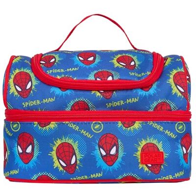 Marvel Spider-Man Insulated Lunch Bag, Blue and Red, 2 Compartments, 600D Polyester, with Carry Handle and Name Tag Marvel Spider-Man Insulated Lunch Bag, Blue and Red, 2 Compartments, 600D Polyester, with Carry Handle and Name Tag