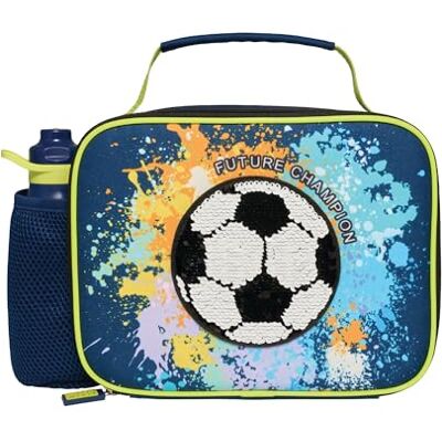 Polar Gear Football Lunch Bag with 400ml Kids Water Bottle Back to School Supplies 600D Polyester Insulated Bag Bottle School Combo Set Football Gifts, Blue Polar Gear Football Lunch Bag with 400ml Kids Water Bottle Back to School Supplies 600D Polyester Insulated Bag Bottle School Combo Set Football Gifts, Blue
