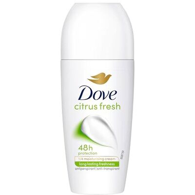 Dove Citrus Fresh Anti-Perspirant Roll On women’s deodorant with ¼ moisturising cream for 48 hour sweat and odour protection 6x 50 ml Dove Citrus Fresh Anti-Perspirant Roll On women’s deodorant with ¼ moisturising cream for 48 hour sweat and odour protection 6x 50 ml
