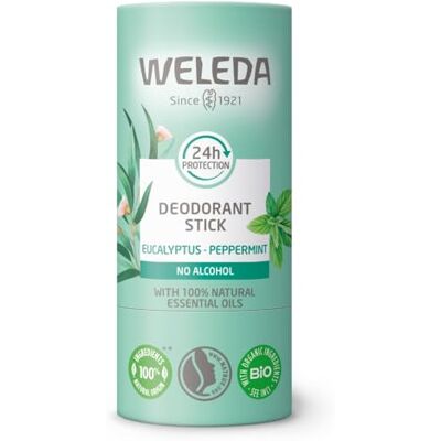 WELEDA Deodorant Stick Eucalyptus & Peppermint, alcohol & aluminium free, 24hr long-lasting protection, natural essential oils, vegan, sustainable plastic-free packaging, 50g WELEDA Deodorant Stick Eucalyptus & Peppermint, alcohol & aluminium free, 24hr long-lasting protection, natural essential oils, vegan, sustainable plastic-free packaging, 50g
