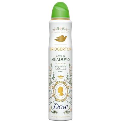 Dove Limited Edition Bridgerton Love & Meadows Anti-Perspirant Aerosol women's deodorant spray with a bergamot & wildflowers scent for 72-hour sweat and odour protection 6x 200 ml Dove Limited Edition Bridgerton Love & Meadows Anti-Perspirant Aerosol women's deodorant spray with a bergamot & wildflowers scent for 72-hour sweat and odour protection 6x 200 ml