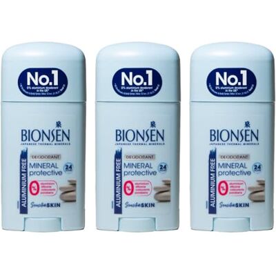 Bionsen Mineral Protective Stick Deodorant, 0 Percent Aluminum, Paraben Free, All-Day Freshness for Sensitive Skin, 40ml, 3 Pack Bionsen Mineral Protective Stick Deodorant, 0 Percent Aluminum, Paraben Free, All-Day Freshness for Sensitive Skin, 40ml, 3 Pack