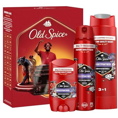 Old Spice DJ Gift Set: Nightpanther Deodorant & Shower Gel Deodorant Stick, Spray. 24/7 freshness, long-lasting perfume quality scent Old Spice DJ Gift Set: Nightpanther Deodorant & Shower Gel Deodorant Stick, Spray. 24/7 freshness, long-lasting perfume quality scent