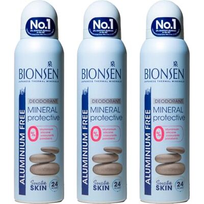 Bionsen Mineral Protective Spray Deodorant, 0 Percent Aluminum, Paraben Free, All-Day Freshness for Sensitive Skin, 150ml, 3 Pack Bionsen Mineral Protective Spray Deodorant, 0 Percent Aluminum, Paraben Free, All-Day Freshness for Sensitive Skin, 150ml, 3 Pack