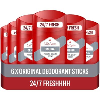 Old Spice Original Deodorant Stick 50ml (Pack of 6) 24/7 freshness, long-lasting perfume scent, odour protection, 0% Aluminium Salts, invisible on clothes Old Spice Original Deodorant Stick 50ml (Pack of 6) 24/7 freshness, long-lasting perfume scent, odour protection, 0% Aluminium Salts, invisible on clothes