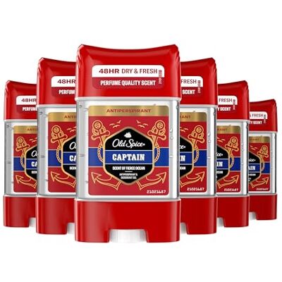 Old Spice Captain Antiperspirant & Deodorant Clear Gel Stick for Men 70ml, Perfume Quality Scent & 48H Dry and Fresh, Anti-White Mark Technology (pack of 6) Old Spice Captain Antiperspirant & Deodorant Clear Gel Stick for Men 70ml, Perfume Quality Scent & 48H Dry and Fresh, Anti-White Mark Technology (pack of 6)