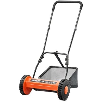 VEVOR Push Reel Lawn Mower 14 inch, 5 Blades Manual Push Mower No Motor, 0.6-1.75 in Adjustable Cutting Height, Walk-Behind Lawn Mowers with Grass Catcher Bag for Green Lawns, Driveways, Courtyards VEVOR Push Reel Lawn Mower 14 inch, 5 Blades Manual Push Mower No Motor, 0.6-1.75 in Adjustable Cutting Height, Walk-Behind Lawn Mowers with Grass Catcher Bag for Green Lawns, Driveways, Courtyards