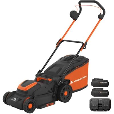 Yard Force 40V 37cm Cordless Lawn Mower, Brushless Motor with Rear Roller for Striped Lawn, 40L Grass Box, 7 Cutting Heights (25–75mm), Battery & Charger Included Yard Force 40V 37cm Cordless Lawn Mower, Brushless Motor with Rear Roller for Striped Lawn, 40L Grass Box, 7 Cutting Heights (25–75mm), Battery & Charger Included