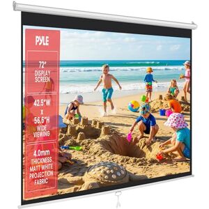Pyle 72-Inch Manual Pull Down Projector Screen, Matte White Projection Surface, Ceiling or Wall Mount Screen Projector with Auto-Lock & Black Border for Home Theater or Office (42.5" x 56.6") Pyle 72-Inch Manual Pull Down Projector Screen, Matte White Projection Surface, Ceiling or Wall Mount Screen Projector with Auto-Lock & Black Border for Home Theater or Office (42.5" x 56.6")