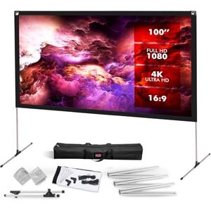Pyle PRJOS100 Projector Screen with Stand 100" 16:9 HD 4K Portable Lightweight Freestanding Foldable Indoor Outdoor Movie Projection Display with Frame for Home Theater Pyle PRJOS100 Projector Screen with Stand 100" 16:9 HD 4K Portable Lightweight Freestanding Foldable Indoor Outdoor Movie Projection Display with Frame for Home Theater