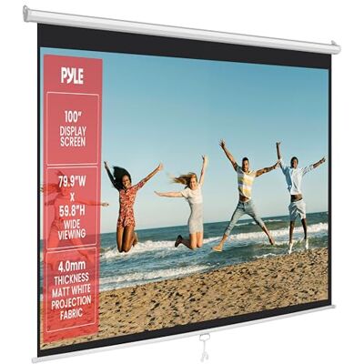 Pyle Projector Screen Pull Down Manual – 100-Inch Roll-Down Wall &Ceiling Mount Projection Screen with Black Masking Border for Home Cinema, Office or Classroom Use Pyle Projector Screen Pull Down Manual – 100-Inch Roll-Down Wall &Ceiling Mount Projection Screen with Black Masking Border for Home Cinema, Office or Classroom Use