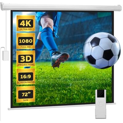 Pyle Projector Screen Pull Down Electric – 72 Inch Motorised Display for Home Cinema, Matte White Remote Controlled with Mount & Case for Home Cinema, Office or Classroom Use Pyle Projector Screen Pull Down Electric – 72 Inch Motorised Display for Home Cinema, Matte White Remote Controlled with Mount & Case for Home Cinema, Office or Classroom Use