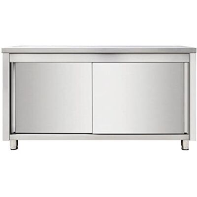 Stalwart Commercial Worktop Floor Cupboard Sliding Doors Stainless Steel Width 1500mm Depth 700mm DA-VTC157SL Stalwart Commercial Worktop Floor Cupboard Sliding Doors Stainless Steel Width 1500mm Depth 700mm DA-VTC157SL