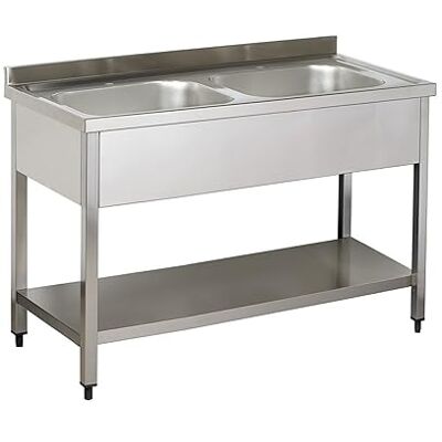 Stalwart Adexa VS126BT Commercial Stainless Steel Sink, 2 Bowl, Bottom Shelf Splashback, 1200mm Depth, 600mm Stalwart Adexa VS126BT Commercial Stainless Steel Sink, 2 Bowl, Bottom Shelf Splashback, 1200mm Depth, 600mm