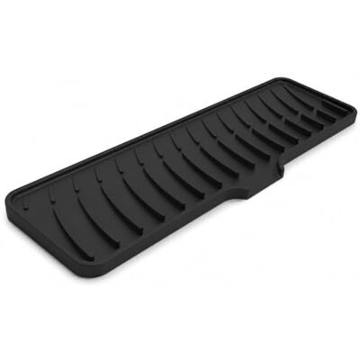 JADUFHU Silicone Draining Mat, Sink Drainer, Foldable Faucet Splash Guard Non Slip Reusable Drying Mat, Food Grade Non Toxic Dishwasher Safe Kitchen Tea Bar Bathroom, Black 42x10cm JADUFHU Silicone Draining Mat, Sink Drainer, Foldable Faucet Splash Guard Non Slip Reusable Drying Mat, Food Grade Non Toxic Dishwasher Safe Kitchen Tea Bar Bathroom, Black 42x10cm