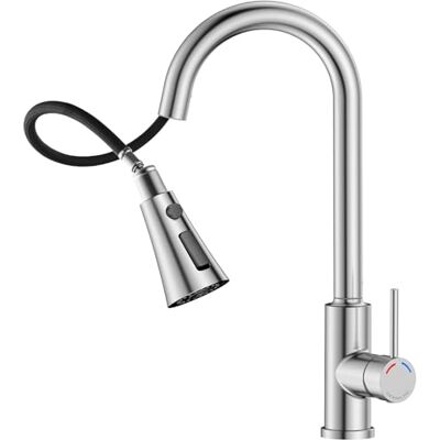 SREWOHS PRO Kitchen Sink Taps Mixer with Pull Out Spray, Pull Down Spray Head Bar Taps Faucet Monobloc Single Lever Bar Tap 1 Hole with High Arc 360° Swivel 3 Modes Spray Head SREWOHS PRO Kitchen Sink Taps Mixer with Pull Out Spray, Pull Down Spray Head Bar Taps Faucet Monobloc Single Lever Bar Tap 1 Hole with High Arc 360° Swivel 3 Modes Spray Head