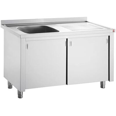 Stalwart DA-THSSR107BL1 Commercial Sink with Cupboard Stainless Steel 1 Bowl Left Splashback Width 1000mm Depth 700mm Stalwart DA-THSSR107BL1 Commercial Sink with Cupboard Stainless Steel 1 Bowl Left Splashback Width 1000mm Depth 700mm
