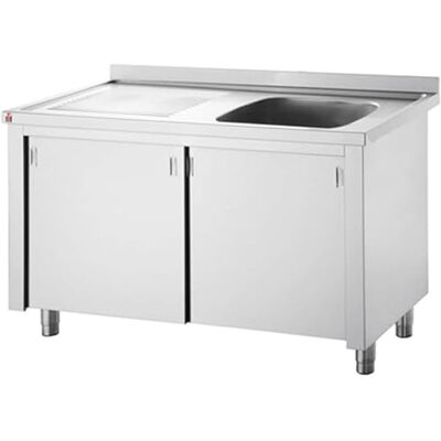 Stalwart DA-VSC127RBS Commercial Sink with Cupboard Stainless Steel 1 Bowl Right Splashback Width 1200mm Depth 700mm Stalwart DA-VSC127RBS Commercial Sink with Cupboard Stainless Steel 1 Bowl Right Splashback Width 1200mm Depth 700mm