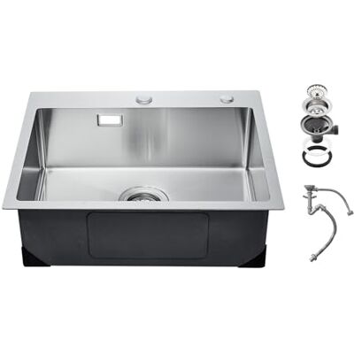 VEVOR 68cm Kitchen Sink Workstation, 304 Stainless Steel Top Mount Sinks, Drop-in Single Bowl Farmhouse Basin with Accessories, Household Dishwasher Sinks for RV, Prep Kitchen, Laundry Room, Bar VEVOR 68cm Kitchen Sink Workstation, 304 Stainless Steel Top Mount Sinks, Drop-in Single Bowl Farmhouse Basin with Accessories, Household Dishwasher Sinks for RV, Prep Kitchen, Laundry Room, Bar