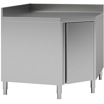 Stalwart Commercial Worktop Floor Cupboard Corner Unit Hinged Door Stainless Steel Sides 700mm Upstand DA-THESR107A Stalwart Commercial Worktop Floor Cupboard Corner Unit Hinged Door Stainless Steel Sides 700mm Upstand DA-THESR107A