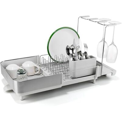 Joseph Joseph Extend Steel Plus Extendable Dish Rack Steel, Small to Large Dish Drainer with Wine Glass Holder & Drain Spout Joseph Joseph Extend Steel Plus Extendable Dish Rack Steel, Small to Large Dish Drainer with Wine Glass Holder & Drain Spout