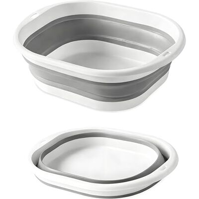 Muexoee 5L Foldable Sink, Durable and Portable Silicone-Plastic Dishwashing Basin, Lightweight and Easy-to-Carry Sink for Camping, Outdoor Activities, and Travel, Space-Saving (Gray) Muexoee 5L Foldable Sink, Durable and Portable Silicone-Plastic Dishwashing Basin, Lightweight and Easy-to-Carry Sink for Camping, Outdoor Activities, and Travel, Space-Saving (Gray)